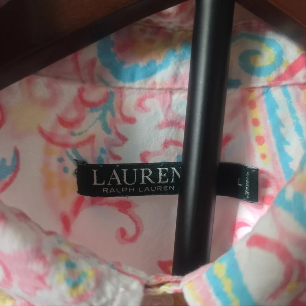 2017 Lauren Ralph Lauren Pastel Colorful Paisley Sleep Shirt Size Large